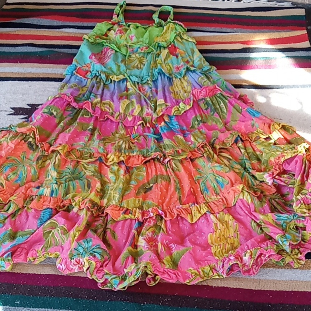Farm Rio maxi dress tiered multicolor medium